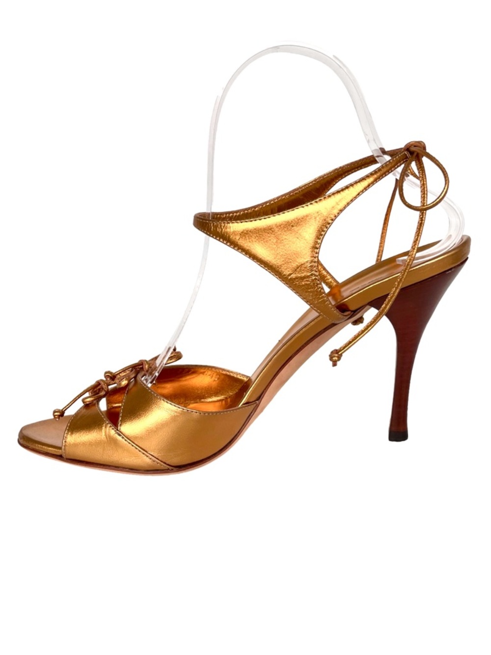 Gucci Tom Ford Era Gold Metallic Strappy Heels Y2K Size 8.5 - Picture 5 of 15